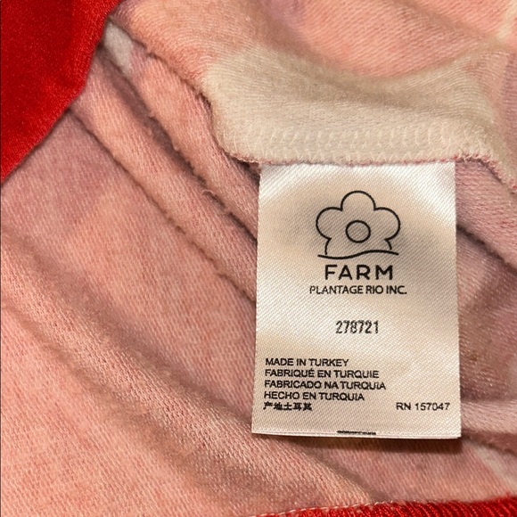 Farm Rio Anthropologie Oversized Baggy Retro Floral Red Pink Cream Sweatshirt M - Picture 13 of 13